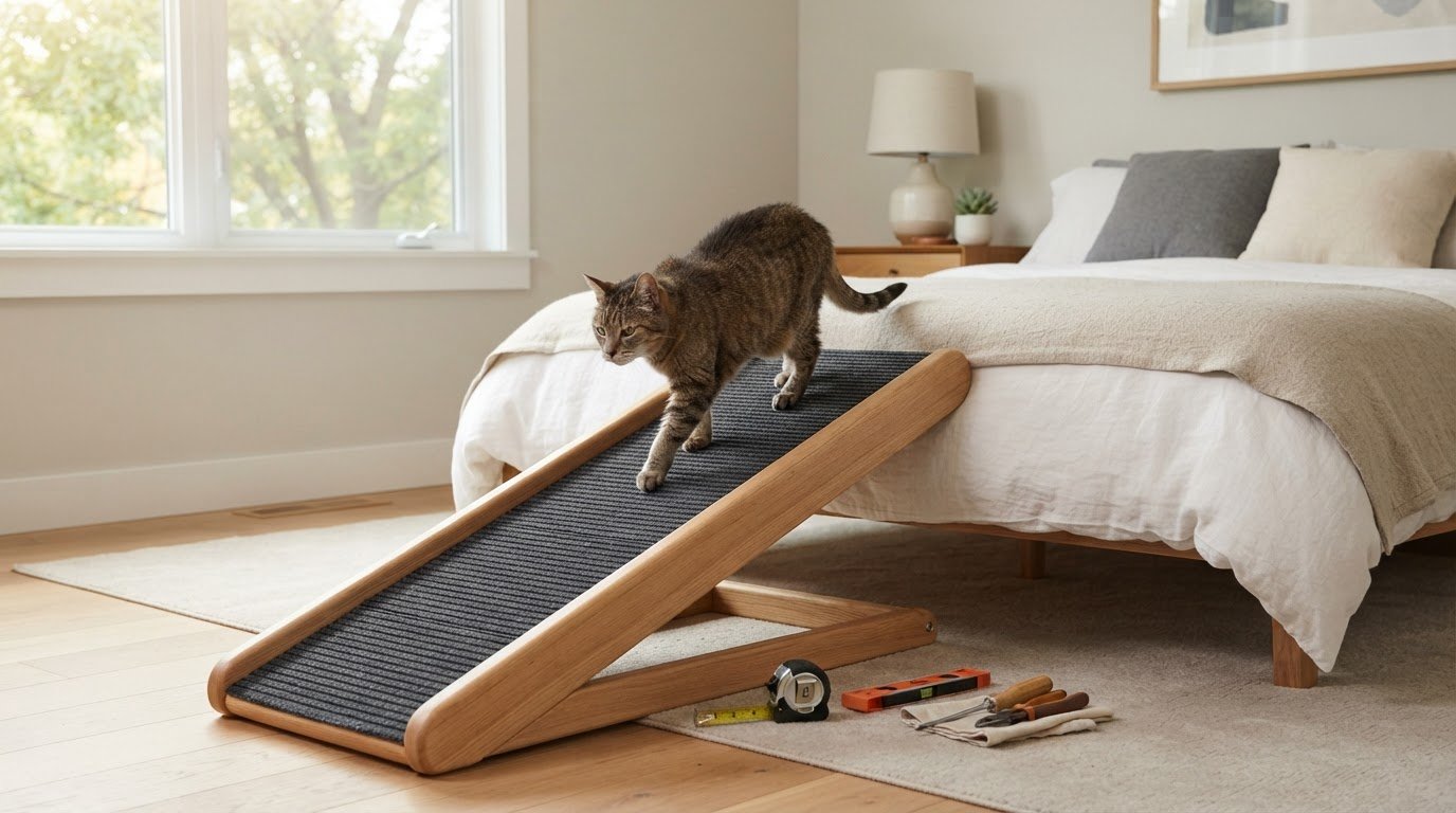 Cat Having Trouble Jumping onto the Bed? Build a Safe DIY Ramp